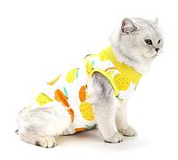 PAIDEFUL Récupération Chat Combinaison Chien Vêtement Femelle Recovery Suit Soin Anti-lécher pour Abdominaux Collerette des Plaies ou des Maladies de la Peau Animaux après la Chirurgie Jaune S