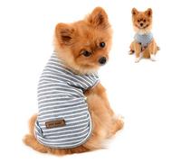 PAIDEFUL Vêtements pour Petits Chiens Garçon Fille été rayé Chiot t-Shirt Gilet Respirant Coton t-Shirt sans Manches Chihuahua Yorkshire Gris M