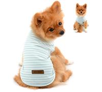 PAIDEFUL Vêtements pour Petits Chiens Garçon Fille été rayé Chiot t-Shirt Gilet Respirant Coton t-Shirt sans Manches Chihuahua Yorkshire Vert XL