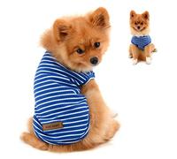 PAIDEFUL Vêtements pour Petits Chiens Garçon Fille été rayé Chiot t-Shirt Gilet Respirant Coton t-Shirt sans Manches Chihuahua Yorkshire Bleu M