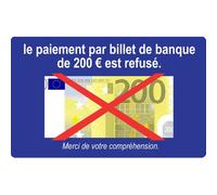 Paiement Billet De 200 Euros Refusé - 10x6cm - Sticker/Autocollant