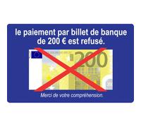 Paiement Billet De 200 Euros Refusé - 15x9.2cm - Sticker/Autocollant