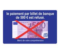 Paiement Billet De 500 Euros Refusé - 15x9.2cm - Sticker/Autocollant