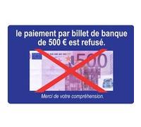 Paiement Billet De 500 Euros Refusé - 15x9.2cm - Sticker/Autocollant