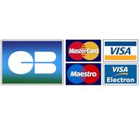Paiement Cb Mastercard/Visa/Maestro/Electron - 10x3.5cm - Sticker/Autocollant