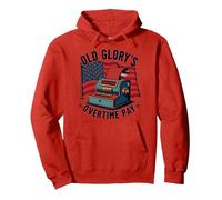 Paiement des Heures supplémentaires Old Glory's Sweat à Capuche, Unisexe pour Adultes, Rouge, M