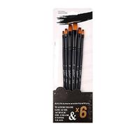 Paigne de Pinceau en Acrylique Brostages aquarelles Professionnelles 6 Tailles Pintiche d'artiste à Poils en Nylon Polyvalent pour Les étudiants Artistes Adolescents Enfants Birch (Pic Plat)