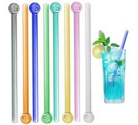 Paigne en verre courte, 8 pcs en verre coloré Paies résistantes, 7, 5 Paies de consommation à la chaleur, pipeaux d'eau réutilisables pour cocktails, jus, pipe à eau cocktails