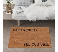 Paillasson 3D drôle Puis-Je Le Donner Un Coup de Pied ? Oui tu Peux ? Entrée Tapis de Sol en Caoutchouc antidérapant entrée - 40x60cm