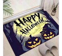 Paillasson 3D sur Le thème d’Halloween avec des Motifs de Ville éclairés par la Lune en Citrouille-Chauve-Souris, Tapis décoratif Doux pour la Saison effrayante Cadeaux décoratifs - 40x60cm