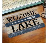 Paillasson 3D - Tapis d’Accueil extérieur antidérapant avec Un Design « Welcome to The Lake », Polyester, Lavable, fabriqué à la Machine - 60x90cm