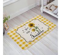 Paillasson 40X60Cm, Toi Mon Rayon De Soleil Tournesol Jaune À Carreaux Pâques Tapi De Douche Lavable Tapis De Porte pour Entrée Cuisine Déco