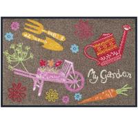 Paillasson 50x75 tissé motif floral GARDEN marron