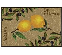 Paillasson 60x180 tissé motif floral LE CITRON marron