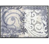 Paillasson 75x190 tissé motif rétro-vintage ARABESQUE bleu et gris