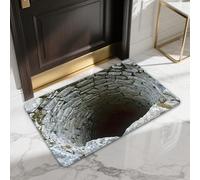 Paillasson à effet 3D - Effet trou - Trompe optique - Pour l'extérieur et l'intérieur - Amusant - Lavable - 3D - Pour porte d'entrée, extérieur - Tapis d'entrée - Tapis de sol d'extérieur (A)