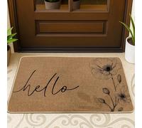 Paillasson à fleurs, moderne, minimaliste, Hello Poppy None, marron, antidérapant, pour maison, bureau, extérieur, intérieur, entrée, décoration, 73,6 x 43,2 cm
