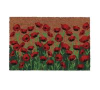 Paillasson à motif coquelicots en fibre de coco - Beige/Rouge - L 60 x l 40 cm