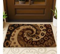 Paillasson à motif spirale, motif tourbillon marron, pour entrée intérieure et extérieure, décoration rustique, caoutchouc antidérapant, imperméable, contrôle de la poussière, facile à nettoyer, 73,6