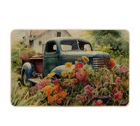 Paillasson à ressort pour camion, ferme, chalet, botanique, rustique, feuilles d'arbre, fleur, vert, bleu, en caoutchouc absorbant, pour salle de bain, terrasse, bureau, porche, maison, camping