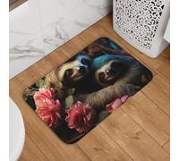 Paillasson « A Sloth and A Baby Sloth » - Tapis de porte de bienvenue antidérapant et absorbant - Tapis de bain doux et lavable - 40,6 x 61 cm - Pour décoration élégante de cuisine, chambre à coucher