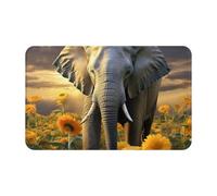 Paillasson absorbant antidérapant lavable pour entrée, porte d'entrée, tapis d'éléphant avec tournesol, paillasson pour intérieur et extérieur, chambre à coucher, cuisine, porche, 80 x 49 cm