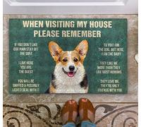 Paillasson amusant avec inscription « Please Remember Corgi House Rules » - Décoration d'intérieur et d'extérieur - Antidérapant - Paillasson amusant pour la maison, la cuisine, la chambre à coucher -