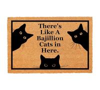 Paillasson amusant en fibre de coco avec tapis de bienvenue robuste pour porche, patio, entrée en noix de coco naturelle, cadeau fantaisie, 60,2 x 40,9 cm (chats bajillions)