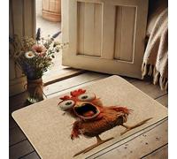 Paillasson amusant en forme de poulet, motif dessin animé lumineux, décoration d'entrée intérieure et extérieure, antidérapant, résistant à l'eau, facile à nettoyer, 73,7 x 43,2 cm