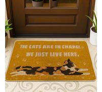 Paillasson amusant et décontracté avec motif de pattes de chat, texte sans jaune, antidérapant, attrape la saleté, décoration pour entrée, porche, salle de bain, bureau, 73,6 x 43,2 cm