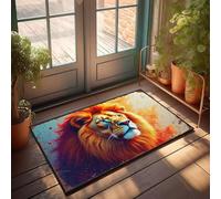 Paillasson amusant pour entrée extérieure, la majesté du lion dans des couleurs vives, paillasson cool tapis Home Sweet Home (50 x 80 cm)