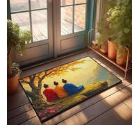 Paillasson amusant pour entrée extérieure, trois moines en peignoirs assis sous un arbre doré, tapis cool Home Sweet Home (65 x 90 cm)