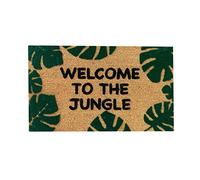 Paillasson amusant « Welcome To The Jungle » - Motif feuille verte - Décoration d'intérieur - Tapis de bienvenue extérieur - Tapis floqué « Be Nice or Leaf » - Couverture polaire - Taille unique