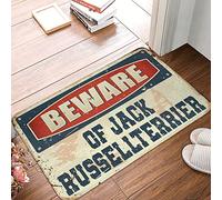 Paillasson anti-fatigue absorbant et antidérapant | Méfiez-vous du Jack Russell Terrier moelleux pour chambre à coucher, extérieur, automne, maison (50 x 80 cm)