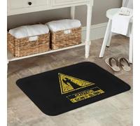 Paillasson antidérapant 3D en 1 pièce « Attention : ne Pas cligner des Yeux » - Noir avec Un Triangle Jaune, Tapis de Salle de Bain rectangulaire en Flanelle - 60x90cm