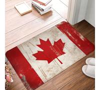 Paillasson antidérapant - 60 x 40 cm - Lavable en machine - Motif drapeau du Canada rétro - Pour intérieur et extérieur - Pour garage, terrasse, porche, ferme