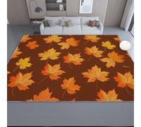 Paillasson Antidérapant Couleur Orange 160 x 230 cm, Tapis de Sol d'intérieur Lavable pour entrée Cuisine Chambre à Coucher paillasson décoratif, imprimé Automne Plantes Feuilles D'Érable