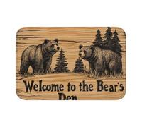 Paillasson antidérapant en bois « Welcome To The Bear'S Den » pour intérieur et extérieur - 40 x 60 cm