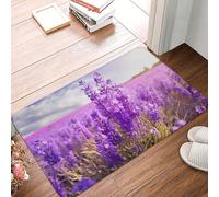 Paillasson antidérapant en caoutchouc lavable pour intérieur et extérieur - Motif fleur de lavande - 40,6 x 61 cm