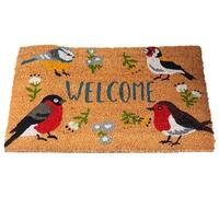 Paillasson antidérapant en fibre de coco Tapis d'entrée Motif oiseaux britanniques 60 x 40 cm