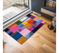 Paillasson Antidérapant et Absorbant, 60 x 120 cm Tapis de Porte Expressionnisme Abstrait Tapis de Sol Blocs Couleur Carrés avec Base en Caoutchouc pour Cuisine, Salle de Bain et Entrée Intérieure,