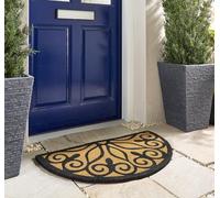 Paillasson antidérapant et durable en fibre de coco naturelle imprimée pour maison, entrée, intérieur et extérieur, terrasse, balcon, 45 x 75 cm, demi-cercle