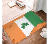 Paillasson antidérapant pour porte d'entrée, tapis de bienvenue, motif drapeau de l'Irlande, trèfle - Tapis de sol absorbant - Pour chambre à coucher, salle de bain, cuisine - 40,6 x 61 cm