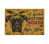 Paillasson Art du Boxer avec Motif D'Empreintes De Pattes Un Chien Pourri Gâté VIT Ici Tapis De Porte Lavable en Machine Tapis D'Entrée Résistant pour Cour Jardin 40X60 Cm