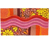 Paillasson Art. Raja en Fibre de Coco imprimé en Fantaisie, Tapis d'entrée avec Dos antidérapant en PVC antidérapant avec Incrustation ondulée (40 x 70 cm rectangulaire, Fleurs colorées)