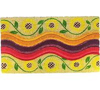 Paillasson Art. Raja en Fibre de Coco imprimé en Fantaisie, Tapis d'entrée avec Dos antidérapant en PVC antidérapant avec Incrustation ondulée (40 x 70 cm rectangulaire, tournesols)