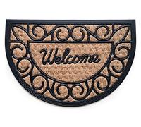 Paillasson art spider en fibre de coco, tapis d'entrée maison, sèche-pas PVC ext./int. (40x70 cm demi-lune)