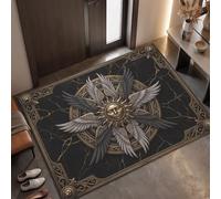 Paillasson Astrologie Mystérieuse pour Entrée Propre toute l’Année, 80 x 120 cm | Tapis de Porte Insigne Relief Ailes Soleil, Retient Poussière, Humidité et Saletés, Antidérapant et Facile à Nettoyer
