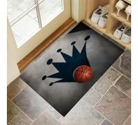 Paillasson Attrape-Poussière, Art Abstrait Tapis De Sol Antidérapant Lavable en Machine, Basket-Ball, Couronne Tapis D'Entrée Doux Confortable pour Chien, Entrée, Gris 60 X 90 Cm