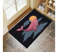 Paillasson Attrape-Poussière, Baleine Dessin Animé Tapis De Sol Antidérapant Lavable en Machine, Animaux Marins Tapis D'Entrée Doux Confortable pour Chien, Entrée, Noir 40 X 60 Cm